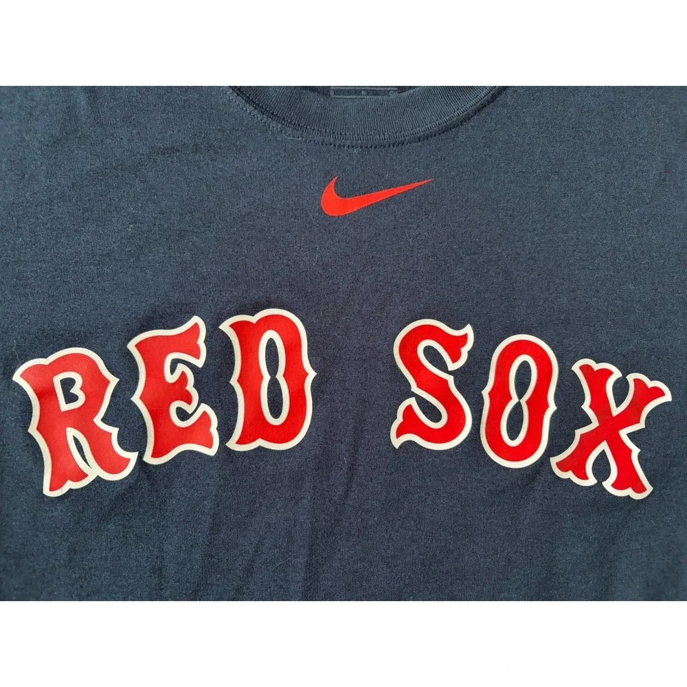 Boston Red Sox The Nike Tee Long Sleeve Shirt Blue Swoosh Logo Small JBHS